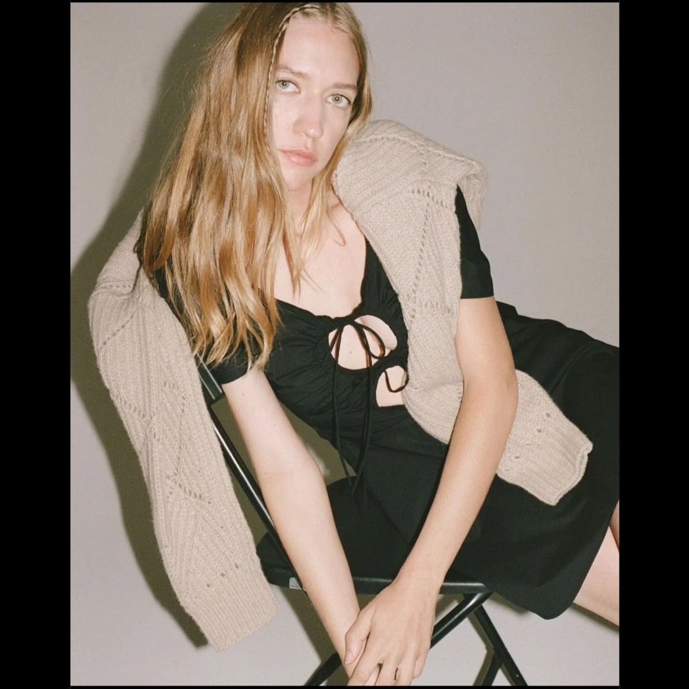 Thakoon Ruched Reversible Open Back Mini Black Dress NWT Size 6